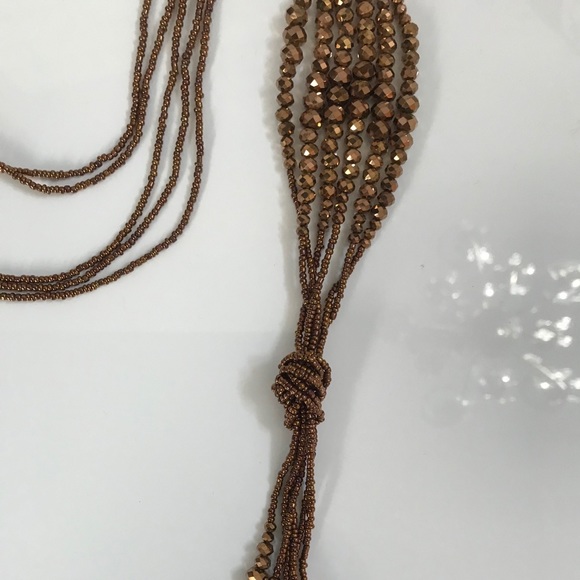 Bronze Tassel Necklace Multi Strand - Picture 3 of 7